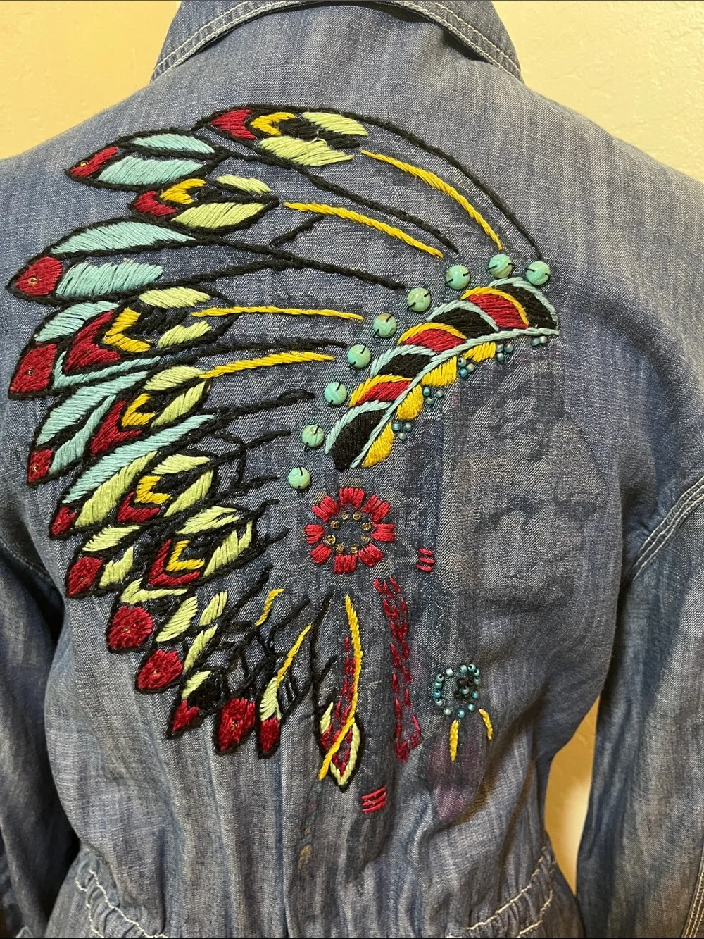Double D Ranch Embroidered Denim Jacket - Blue Size Medium. - Picture 3 of 12